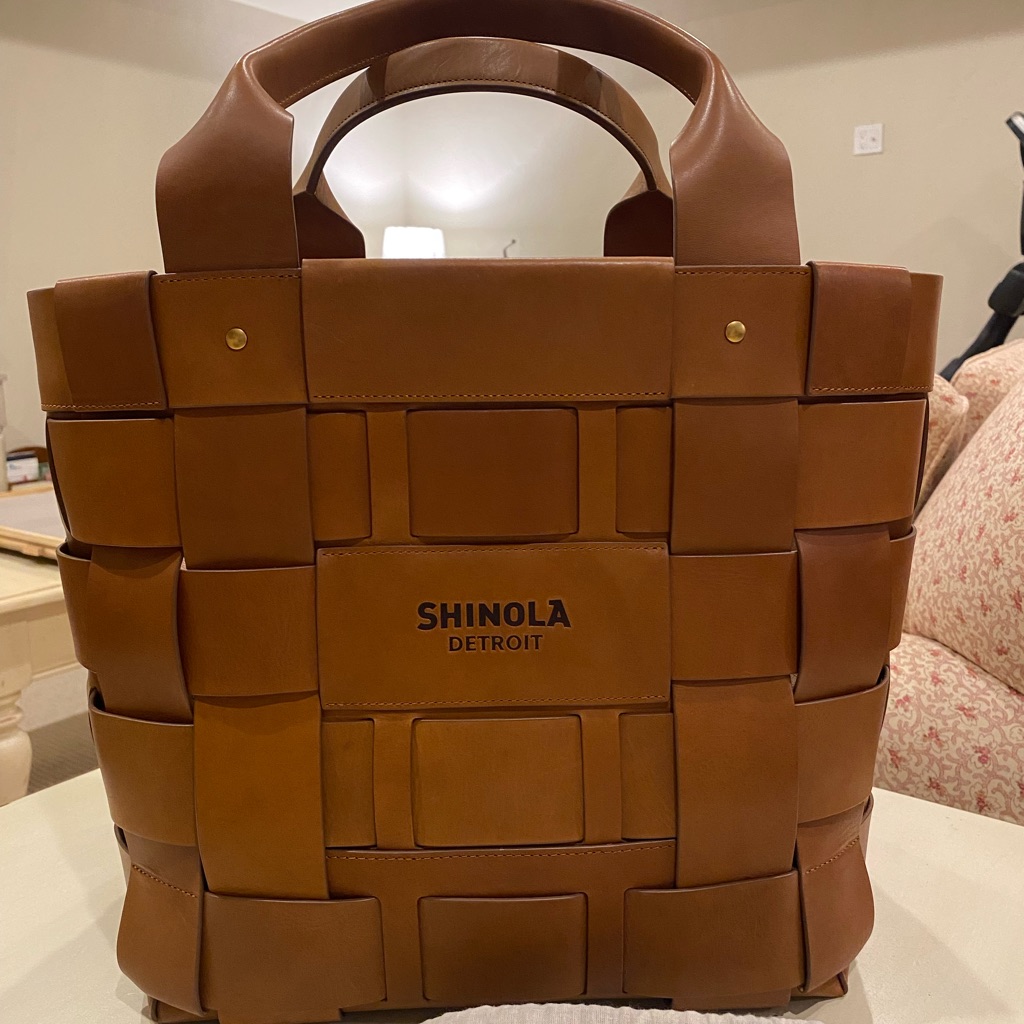 Shinola Detroit Bixby Basket Tote Bag- Large-Chesnut Brown Woven Leather Tote — image 3 of 8